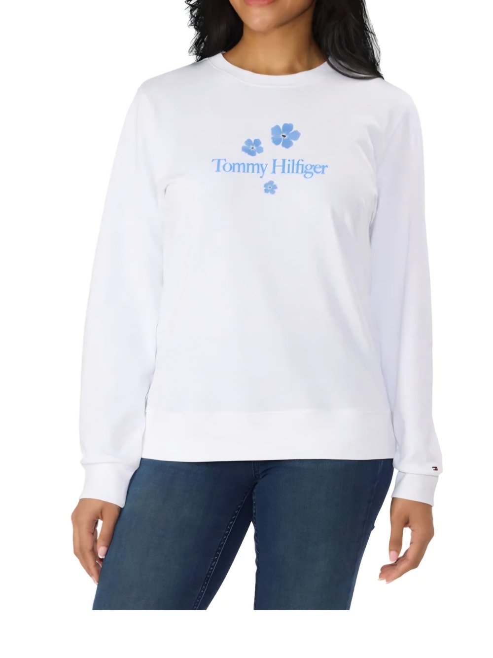 Tommy Hilfiger White Floral Logo Crewneck Sweatshirt